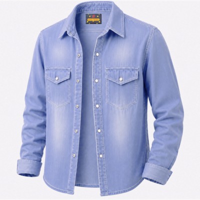 Denim Senap Batton Full Sleeve Wash Shirt