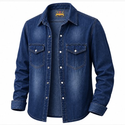 Denim Senap Batton Full Sleeve Wash Shirt