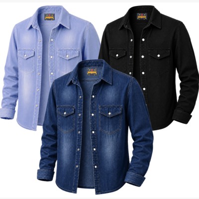 Denim Senap Batton Full Sleeve Wash Shirt