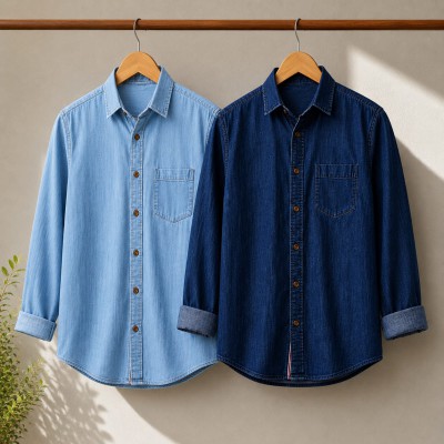 Denim Solid Full Sleeve Shirt For Man