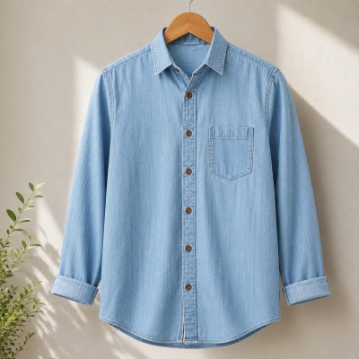 Denim Solid Full Sleeve Shirt For Man