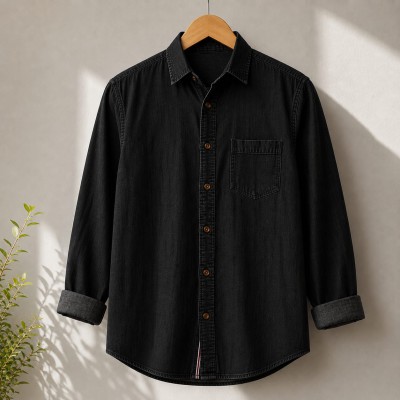 Denim Solid Full Sleeve Shirt For Man