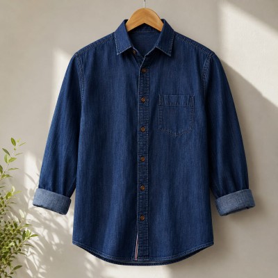 Denim Solid Full Sleeve Shirt For Man