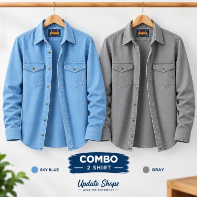 2 piece Denim Wash Full Sleeve Shirt For Man