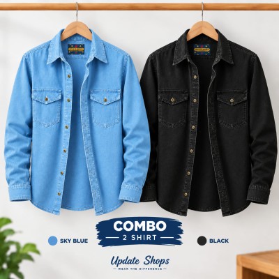2 piece Denim Wash Full Sleeve Shirt For Man