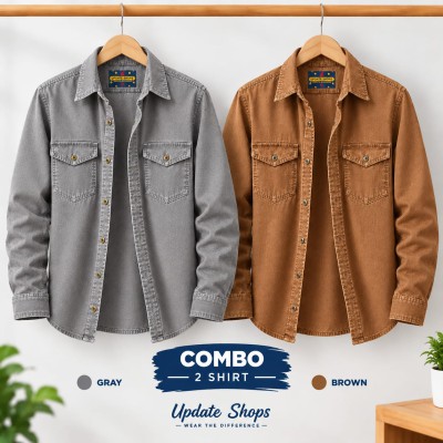 2 piece Denim Wash Full Sleeve Shirt For Man