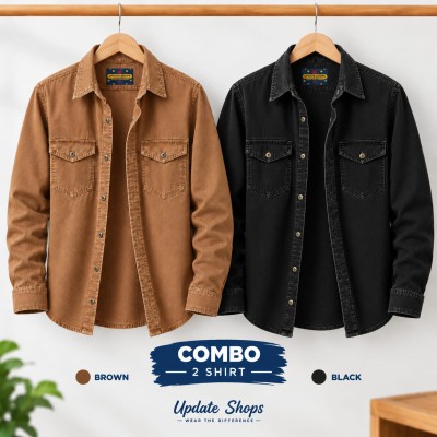 2 piece Denim Wash Full Sleeve Shirt For Man