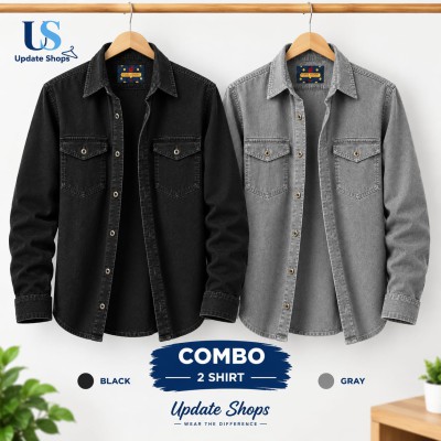 2 piece Denim Wash Full Sleeve Shirt For Man